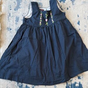Floral Embroidered Navy Dress